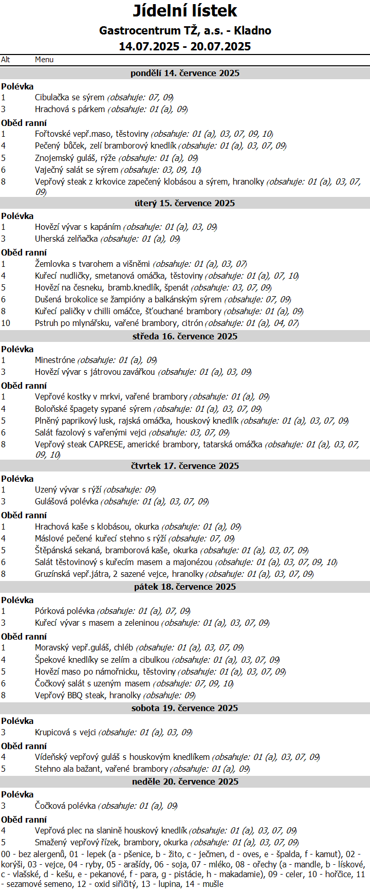 Týdenní menu 29